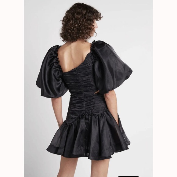 NWT Aje Joan Puff Sleeve Mini Dress AU 6 US 2 Black Cut Out Party Cocktail - Picture 2 of 12